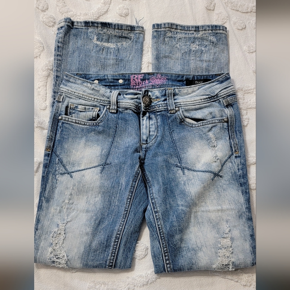 ReRock Jeans Size 4/ 27 Boot Cut - Picture 5 of 12